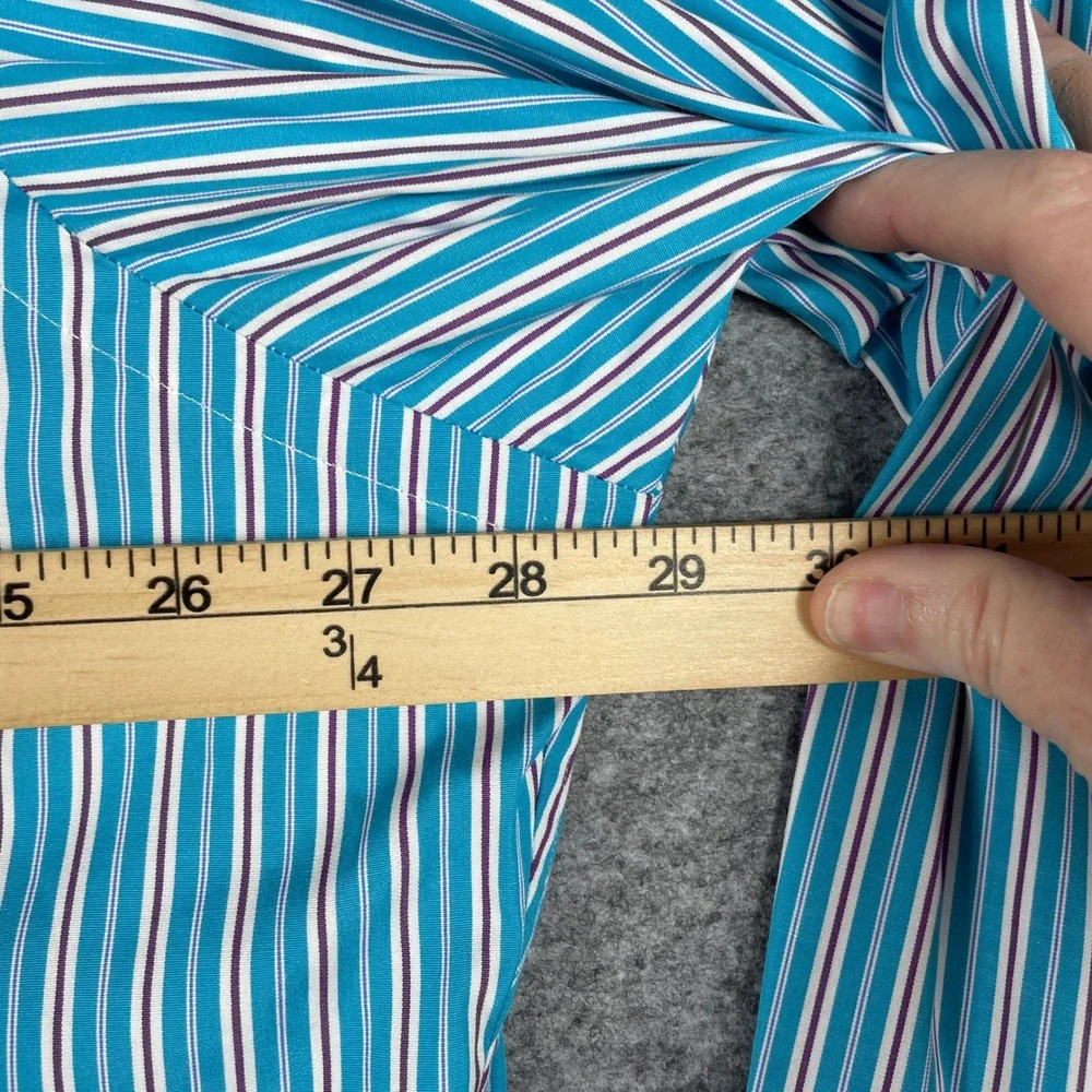 Ralph Lauren Shirt Mens XXL Teal Stripe Classic Fit Long Sleeve Preppy 90s